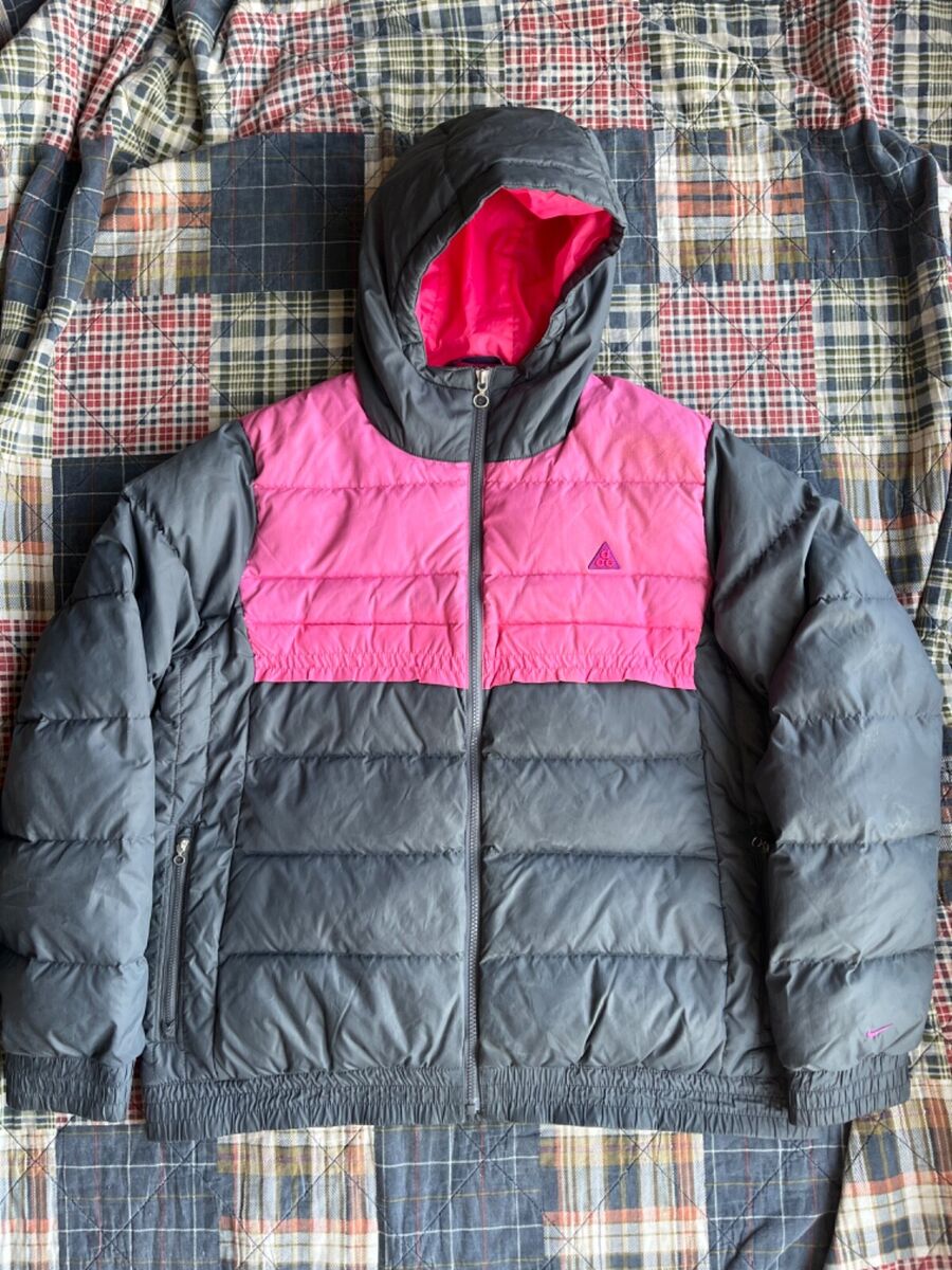 NIKE ACG Two Tone Pink Black Jacket Sz XL Women's Down NIKE ACG Two Tone Pink Black Jacket Sz XL Women's Down