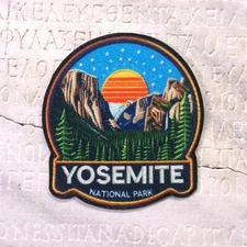 Yosemite National Park Patch Iron-on Applique Nature, Upper Lower Falls, Forest