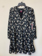 Vince Camuto Women's Black Split Neck Mini Floral Print Sheath Dress Size XS NWT
