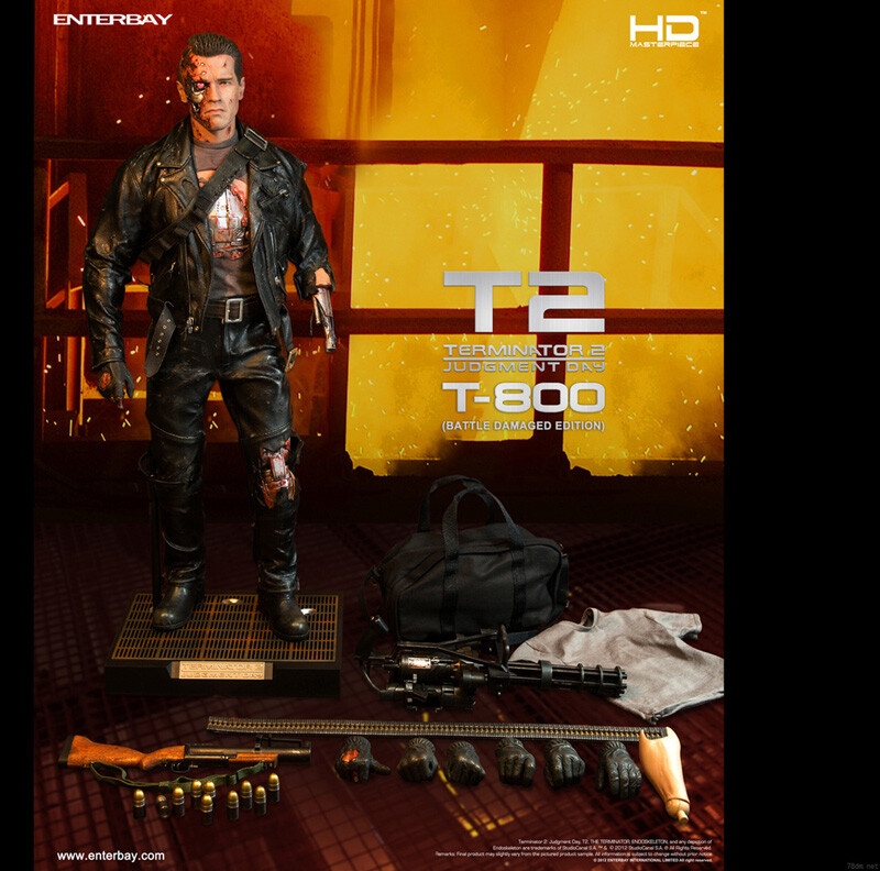 ENTERBAY T-800 フィギュア T2 Enterbay Terminator 2 T-800 Real Masterpiece 1/4 Figures Battle