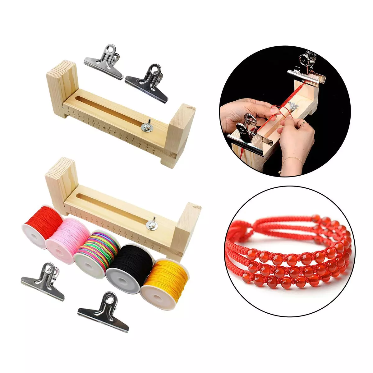 DIY Jig Bracelet Maker Wooden Frame Parachute Cord Braiding Weaving Tools