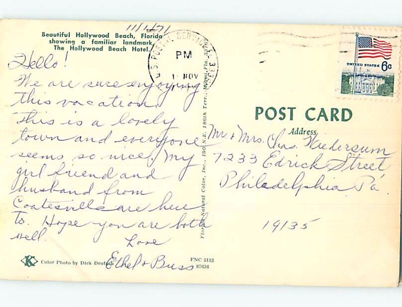 Pre1980 AERIAL VIEW Hollywood Beach Near Miami Florida FL 10/11