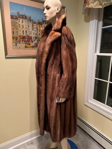 NEW Natural Female Chocolate Brown 45" Long Female Mink Sz 6 Small Real Fur Coat - Picture 5 of 9