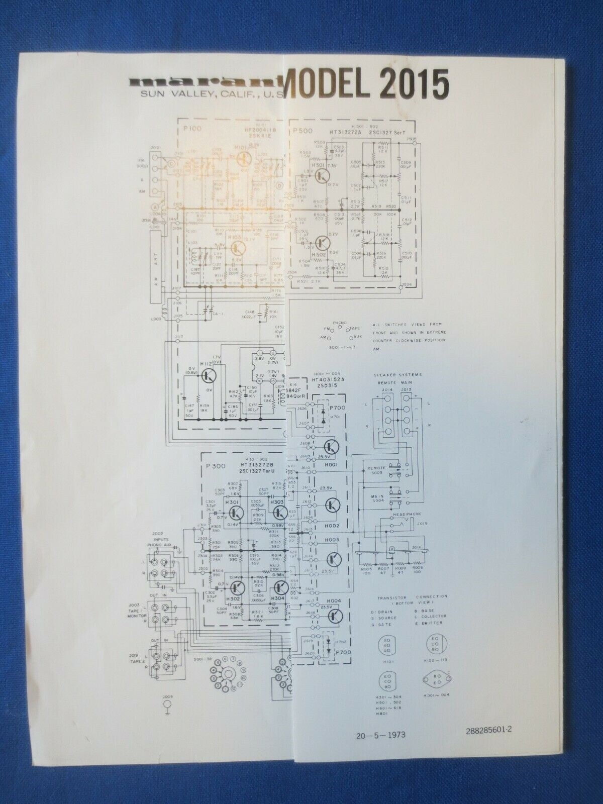 Marantz Model 2230 Schematic Factory Original          v2