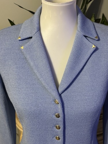 ST. JOHN Collection Suit 3 Pc. Light Blue Jacket Skirt Size 4 Pants Size 6 - Picture 3 of 8