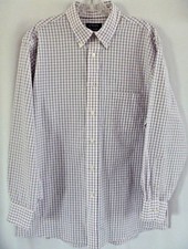Chaps Men's Shirt Size 16 1/2 32/33 Blue Plaid Button Down Wrinkle Free