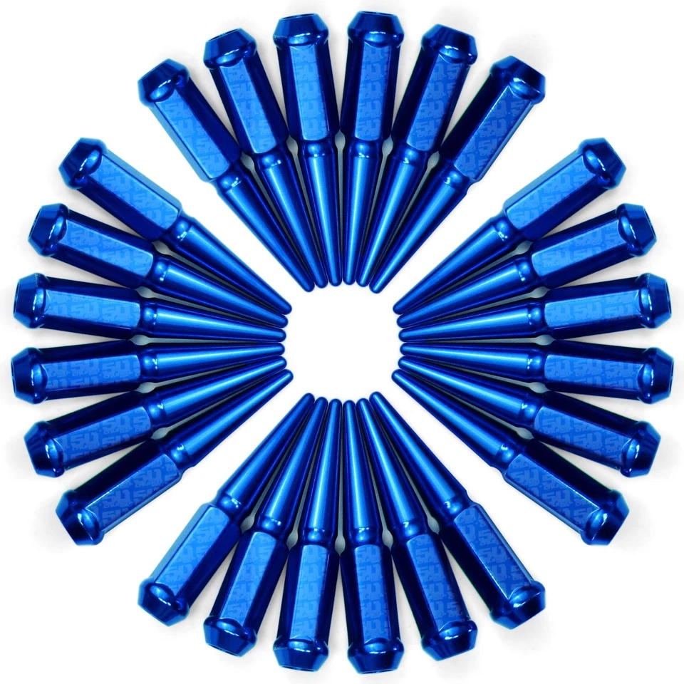 4.5 英寸尖钉凸耳螺母 14x2.0 粗版林肯领航员福特 F150 Mark LT 蓝色 — 第 3/4 张图片