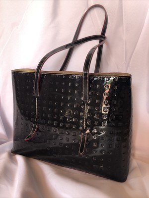 arcadia black patent leather purse