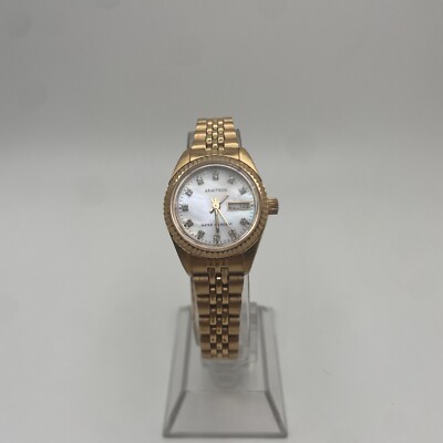 Armitron 165f1 Ladies Rose Gold Plated Quartz Watch With Pearl