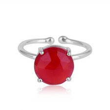 Pink Chalcedony Gemstone Prong Set Designer Sterling Silver Ring Jewelry