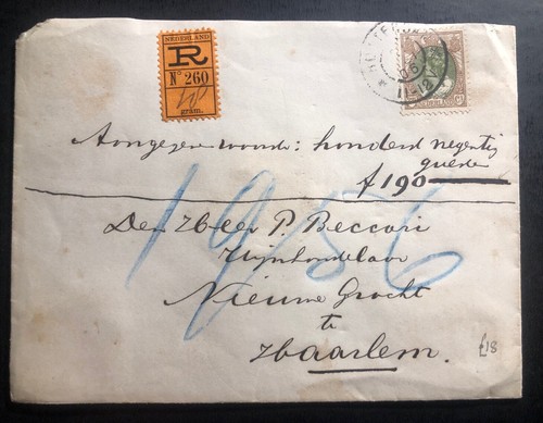 1906 Rotterdam Netherlands Registered Red Wax Seal Cover To Haarlem - 第 1/2 張圖片