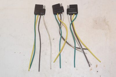 Lot of 3 : 4-Way, Flat 4 Pin 6'' Light Wiring Harness Plug Wire Connectors - C56A