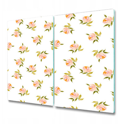 Tempered Glass Bread Board Worktop Saver Small Flowers Floral Flowers 2x30x52