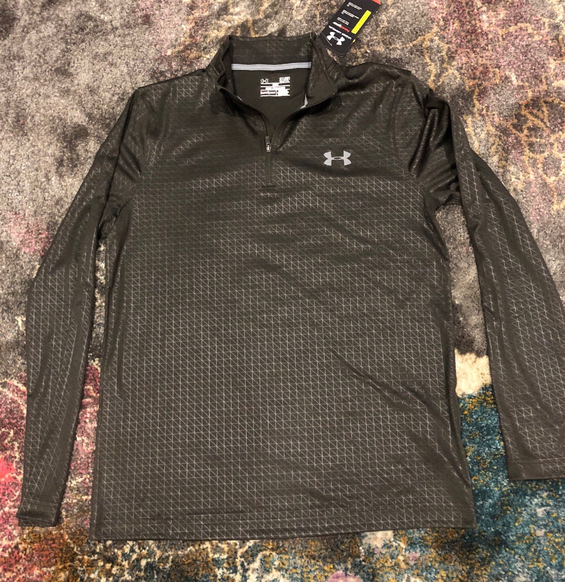 その他 UNDER ARMOR NWT Mens Under Armour S Rifle Green Velocity Embossed 1/4