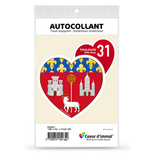 Sticker autocollant Coeur J'aime Toulouse 31 - Blason - Picture 5 of 6