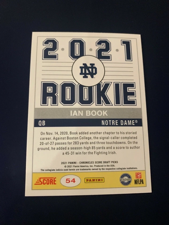 2021 Panini Chronicles Draft Picks Ian Book Score RC #54 RETRO RC GOLD - MINT - Image 2 of 2