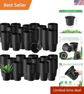 1500 Pcs 4 Inch Plastic Plants Nursery Pots Bulk Seed Starting Plant Pots wit...