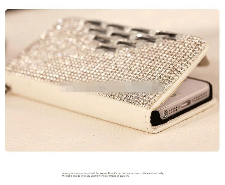 Brillante Brillo Estrás Billetera Estuche Ranura para Tarjeta Soporte Cubierta Para iPhone 12 Pro Max Foto 4 de 4