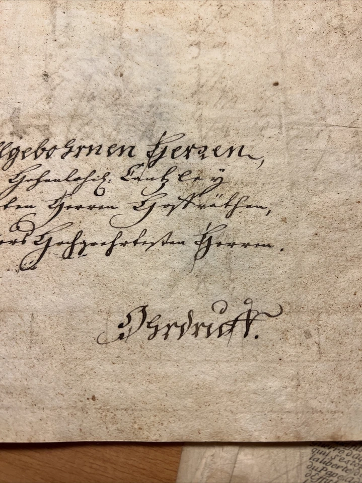 Manuscrito antiguo original escritura a mano papel acanalado marca de agua letra Foto 3 de 4