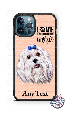 Maltese Dog Face Pet Love Word Personalized Phone Case Cover for iPhone Samsung
