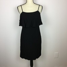 NWT $89 J Crew Mini A-line Dress Size 0 Womans Black Spaghetti Ruffle Lined