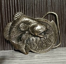 3D Large Mouth BASS Anglers 1981 Rare Brass Great American Belt Buckle Co SN 531