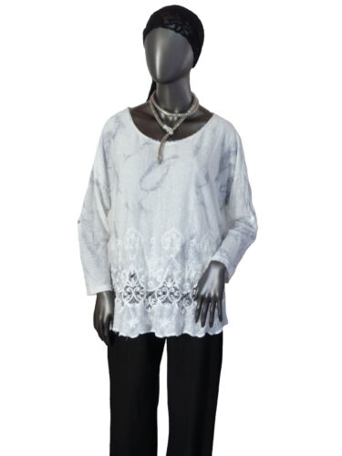  Shirt Bluse Tunika mit Spitze Weiß doppellagig  EG 40 42 44 46 48 Italien - Bild 1 von 4