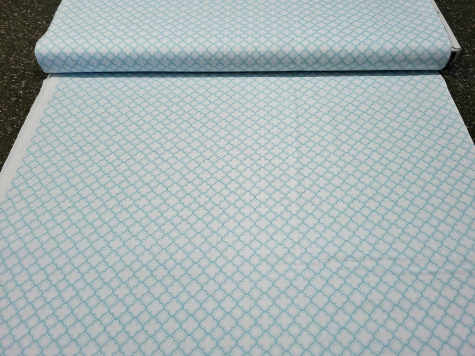 Sorbets BTY Quilting Treasures Aqua Blue Lattice White - Image 3 of 3