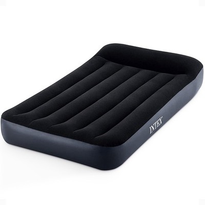 Intex Dura-Beam Standard Pillow Top Airbed Comfortable Blow Up Twin, Navy 
