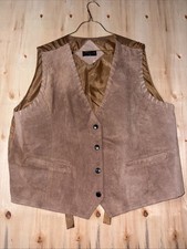 Outdoors Suede Vest Western Cowboy Brown Large