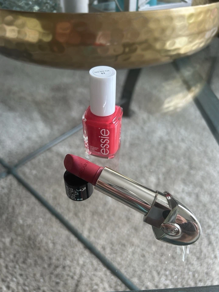 🌺Essie Nagellack(too too hot 63) & GUERLAIN ROUGE G LEVRES LIPS Rouge🌺