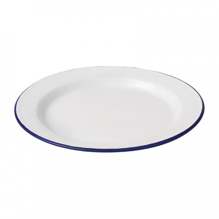 Assiettes en acier émaillé 300 mm lot de 6 finition vitrifiée haute résistance pour table chic