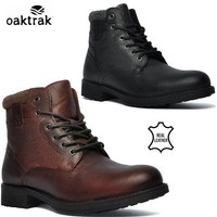Mens Leather Army Boots Military Combat Lace Up Walking Work Ankle Biker Shoe Sz