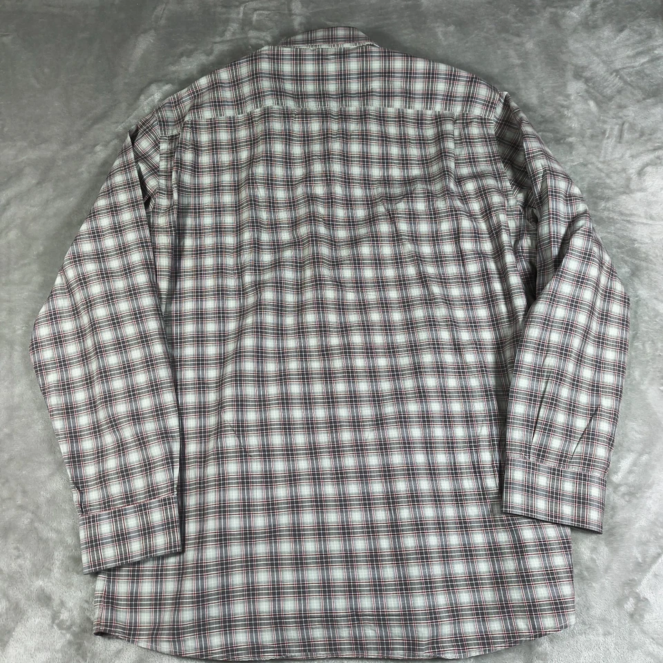 Camisa Ermenegildo Zegna Para Hombre Grande Gris Rojo Blanco A Cuadros Algodón Abotonado Foto 3 de 4