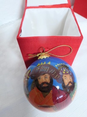 Weihnachtskugel, Christbaumkugel aus Glas, Handarbeit Die Drei Könige