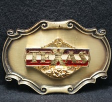XD25115 AWESOME VINTAGE 1978 TEXAS STATE COMMEMORATIVE MENS BRASS BELT BUCKLE
