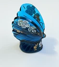 Fenton Blue Cobalt Butterfly Art Glass Hand Painted Floral Signed USA Figurine