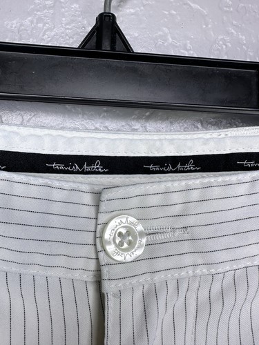 Travis Mathew Little Marsh Performance Shorts Size 36 Off White Black Stripes - Picture 3 of 11
