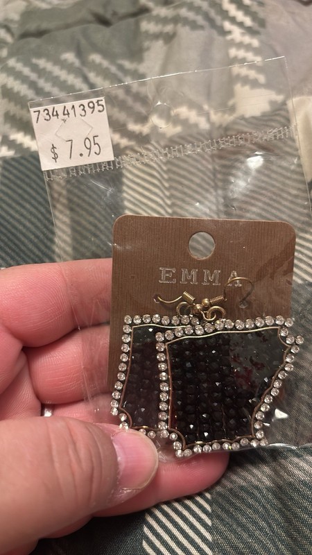 EMMA Black Gold Clear Crystal Dangle Drop Earrings Fashion Metal