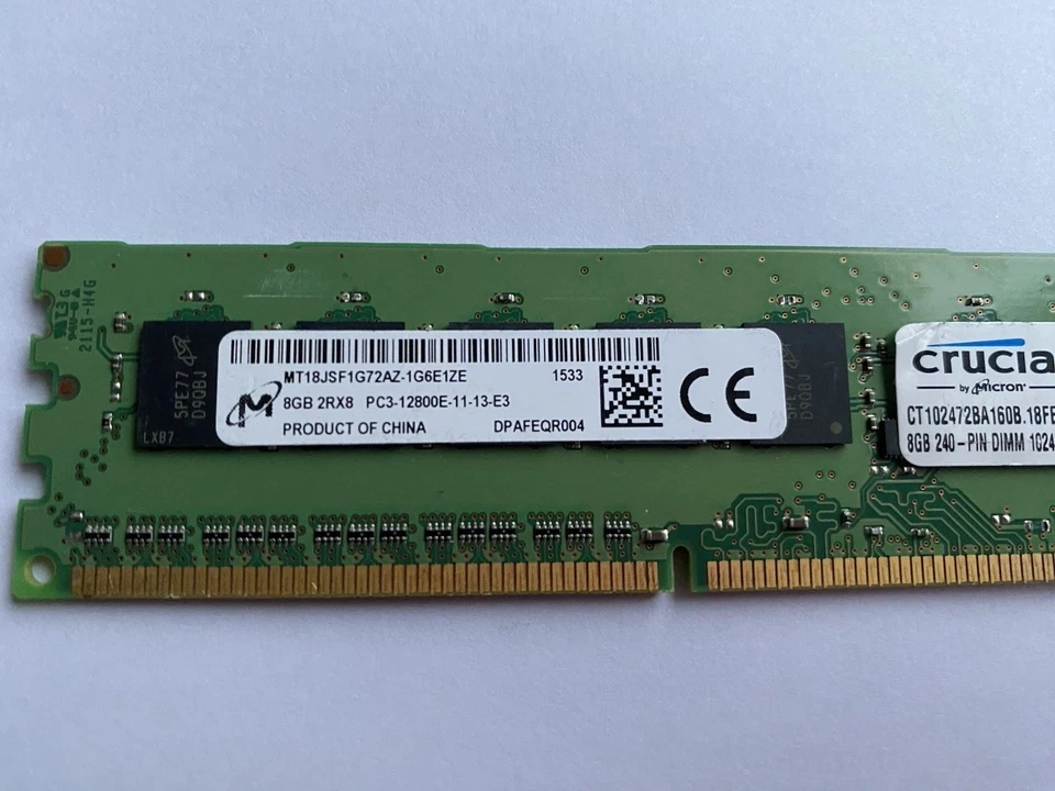 2 X 8GB   DDR3  PC3-12800  1600MHz  ECC Unbuffered UDIMM Workstation Microserver - Image 3 of 4