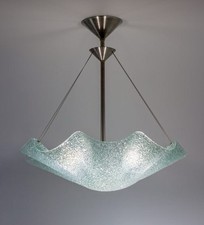 Ruffled Art Glass Chandelier – Fused Parachute Crystal Bowl Pendant Light