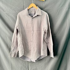 DKNY Mens Dress Shirt XL 17.5 34/35 Grey Black Micro-Stripe 100 Cotton