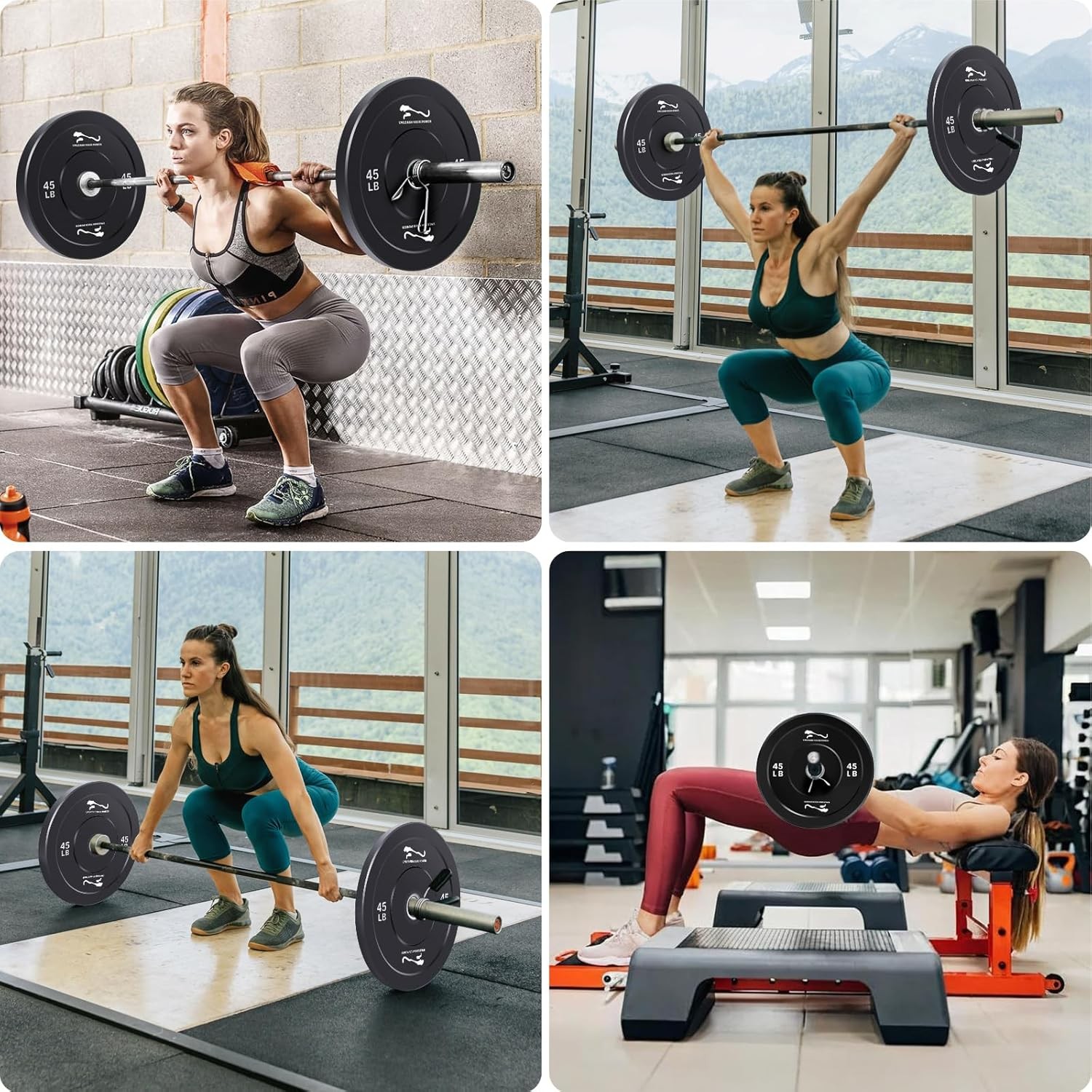 Rubber Bumper Plates 2 Sets W/ Steel Inserts for Home Gym & Strength Training