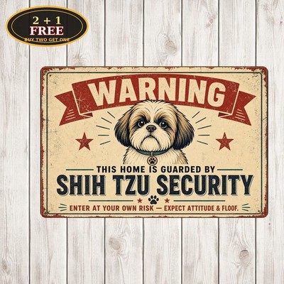 Cute Shih Tzu Dog Breed Pet Grooming Care Shop Metal Tin Sign Plaque