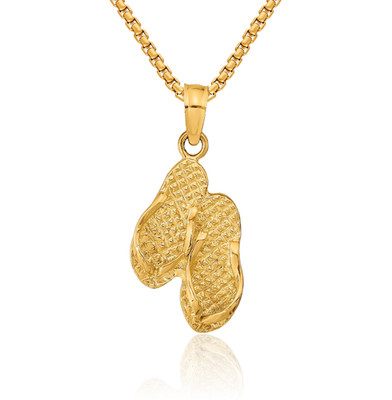 14K massives Gelbgold wendbare Hawaii Flip Flop Halskette