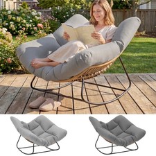 Rocking Chair, Indoor Outdoor Rocking Egg Chair with Cushion