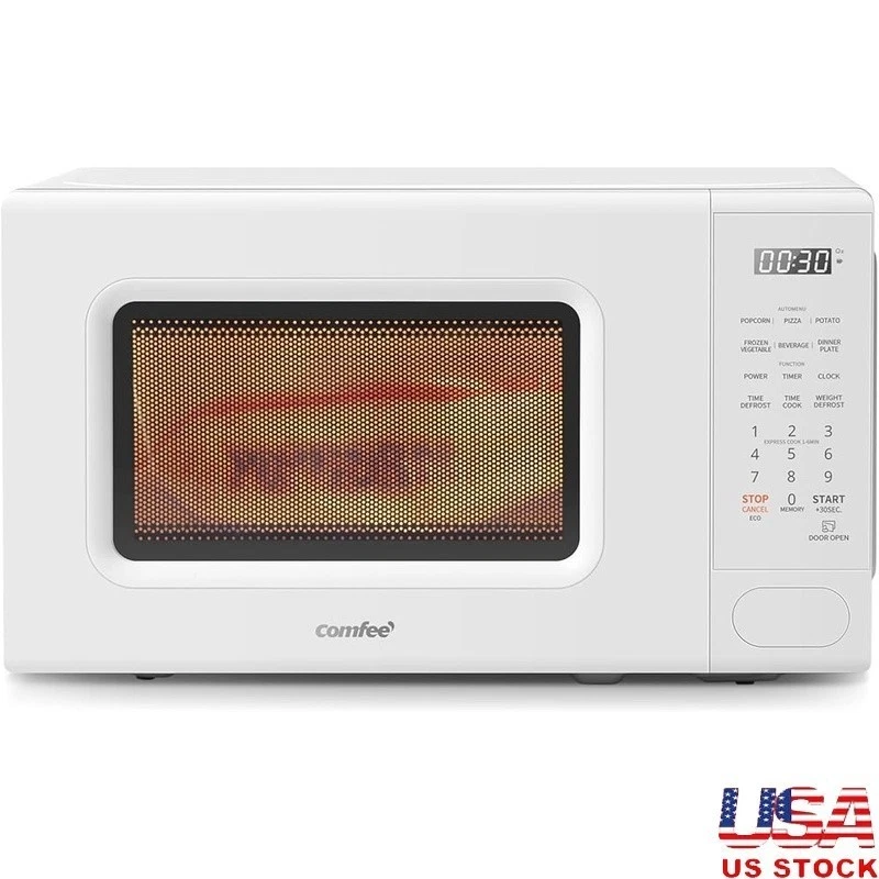 Compact Countertop Microwave Oven 700W Child Lock Auto Cook Timer Turntable New
