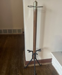 Mid Century Walnut Seymour Mfg Fireplace Tool Stand   NO TOOLS . Nice Condition