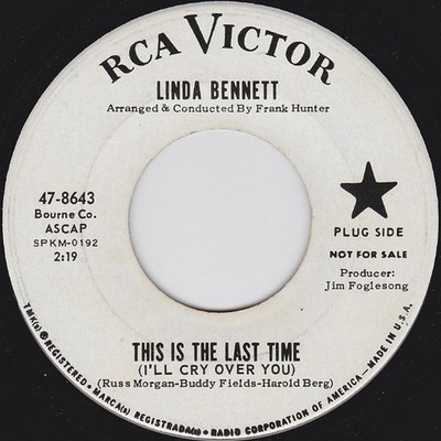 Linda Bennett - This Is The Last Time I'll Cry Over You - U - Promo - G8100z