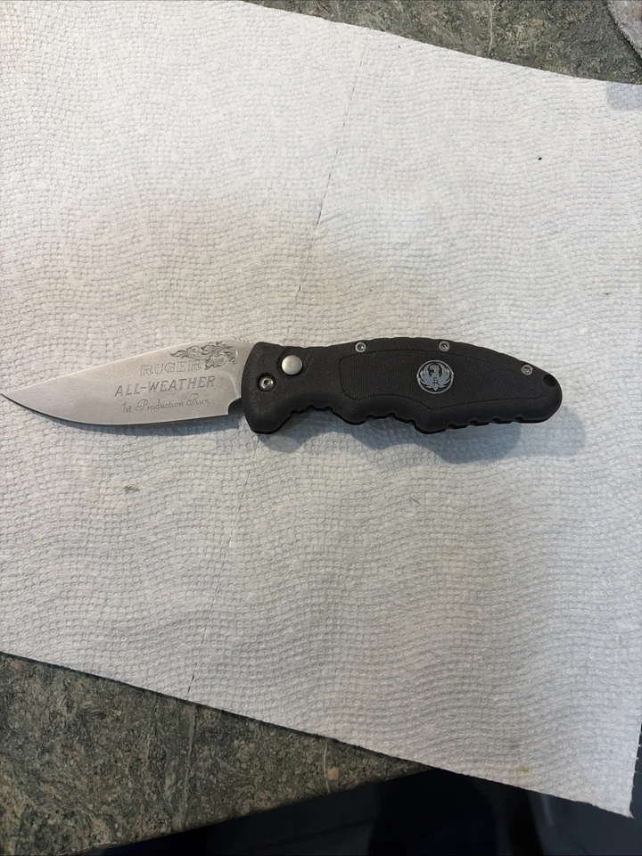 Cuchillo Plegable Ruger TODO CLIMA Nunca Usado Muy Raro Primera Producción Ejecución De Colección Foto 2 de 4